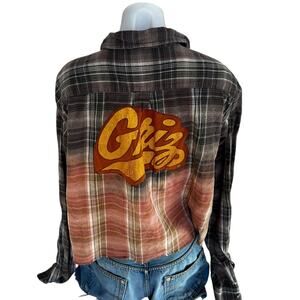 University of Montana Grizzlies Plaid Flannel Shirt XXXL Crop Griz Football UM